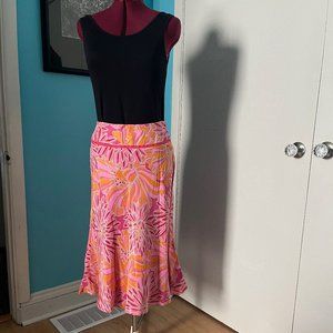 Monsoon Skirt in Pink, Orange and Fuchsia in Silk